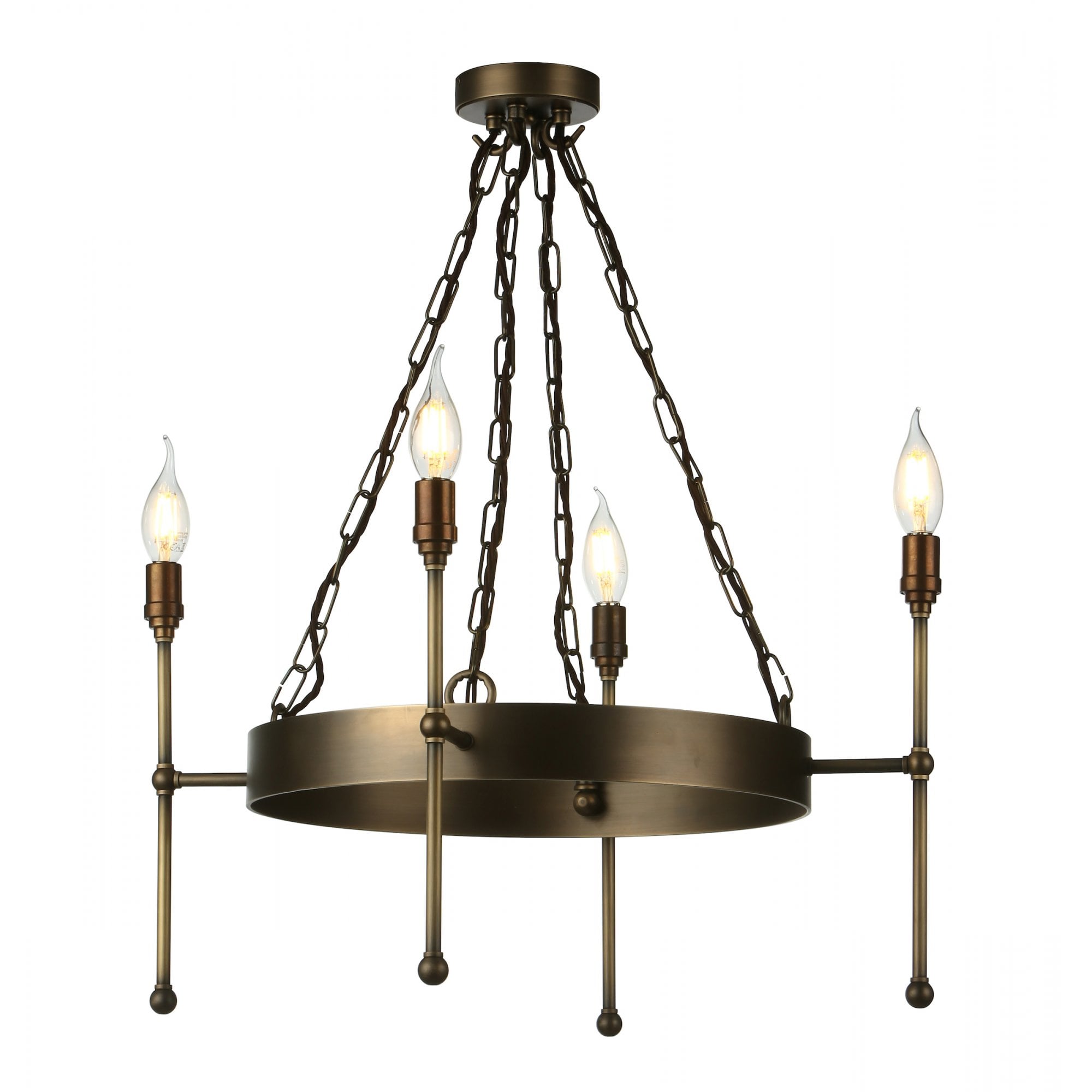 Durrell 4 Light Ceiling Pendant Light Fitting Only In Antique Brass Finish DUR0475