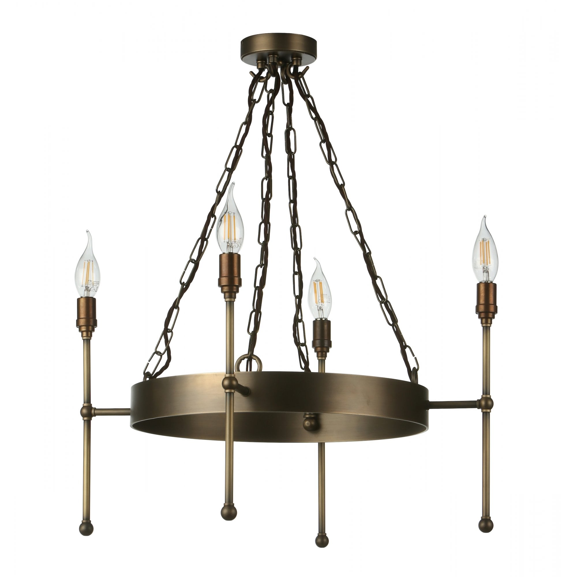 Durrell 4 Light Ceiling Pendant Light Fitting Only In Antique Brass Finish DUR0475