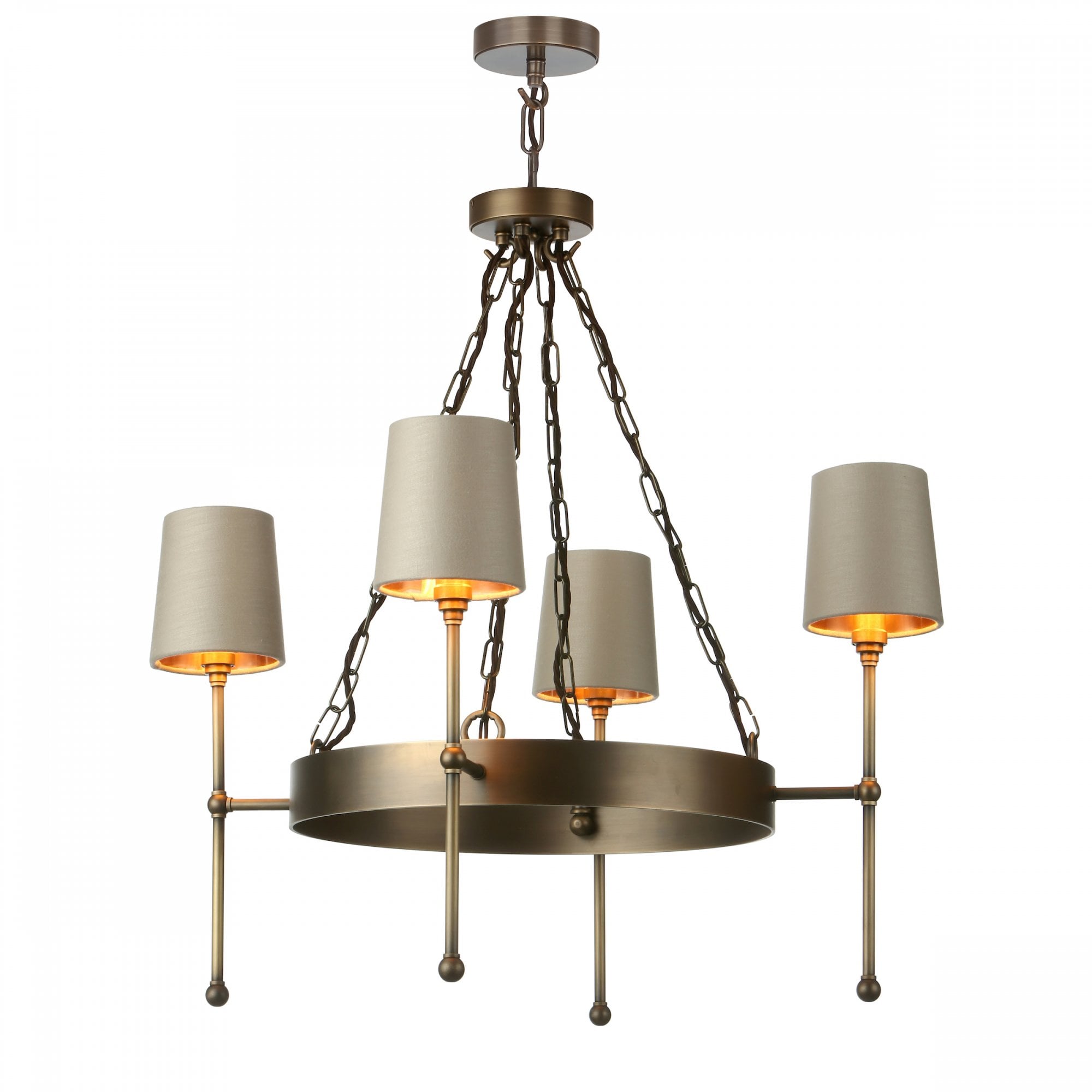 Durrell 4 Light Ceiling Pendant Light Fitting Only In Antique Brass Finish DUR0475