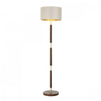 Hunter Stylish 2 Light Floor Lamp Base Only In Butter Brass With Leather Effect HUN4940