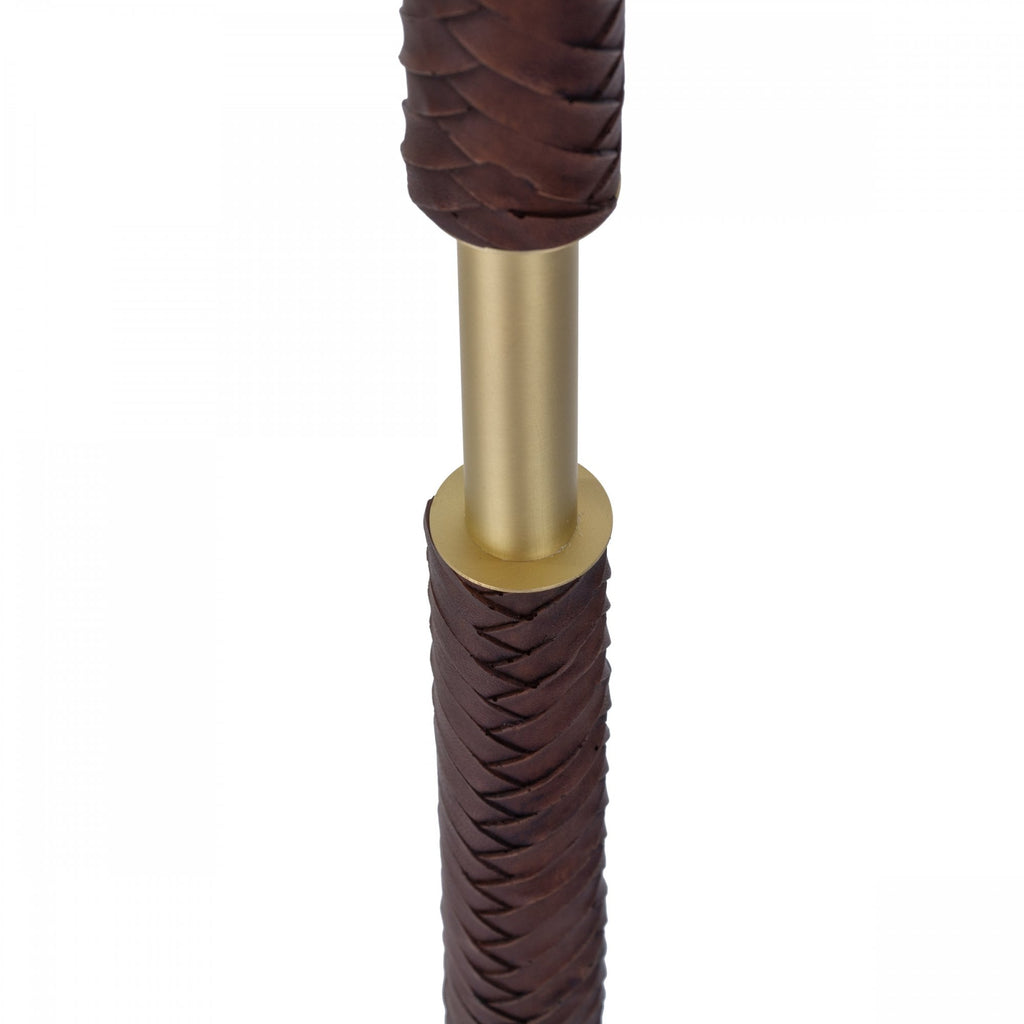 Hunter Stylish 2 Light Floor Lamp Base Only In Butter Brass With Leather Effect HUN4940
