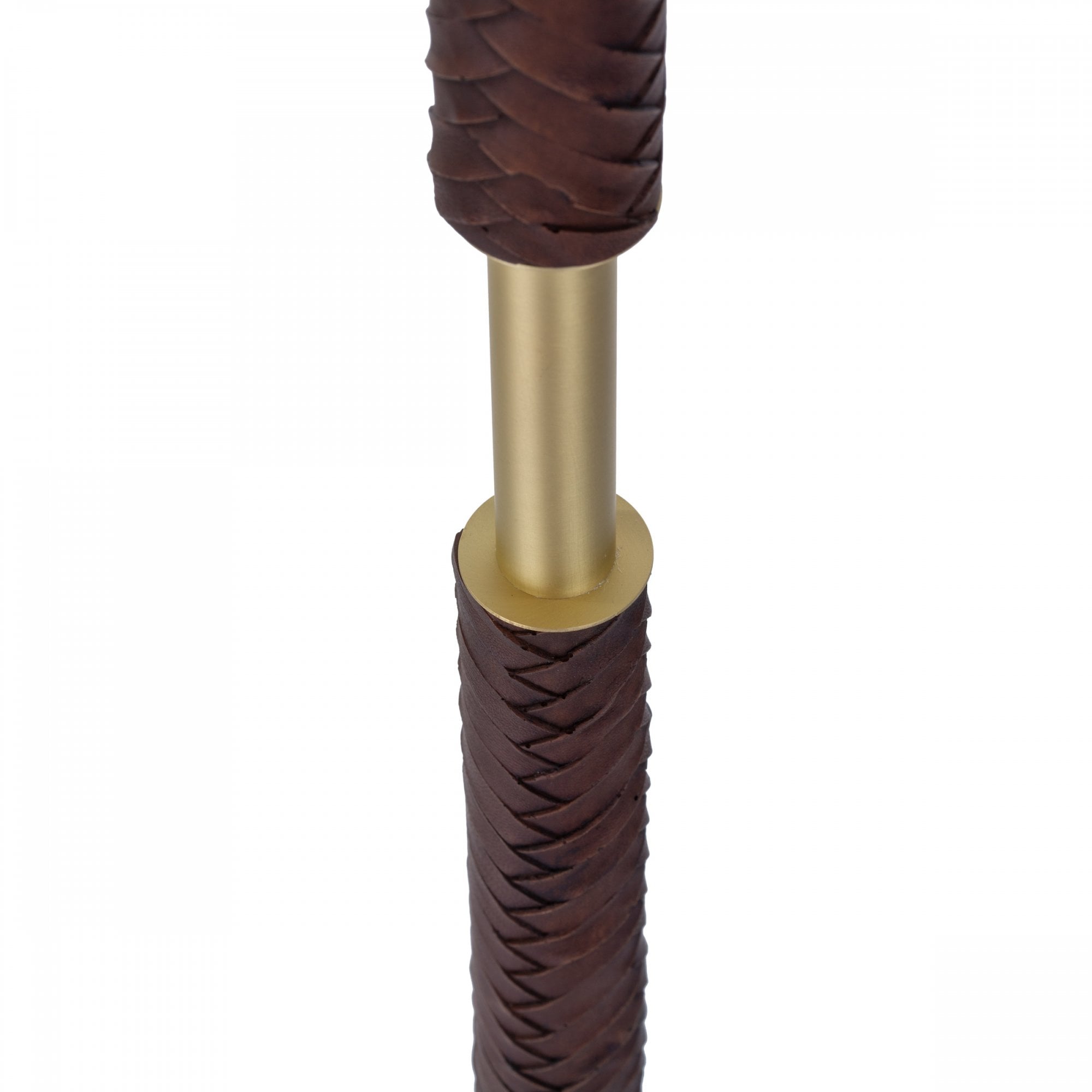 Hunter Stylish 2 Light Floor Lamp Base Only In Butter Brass With Leather Effect HUN4940