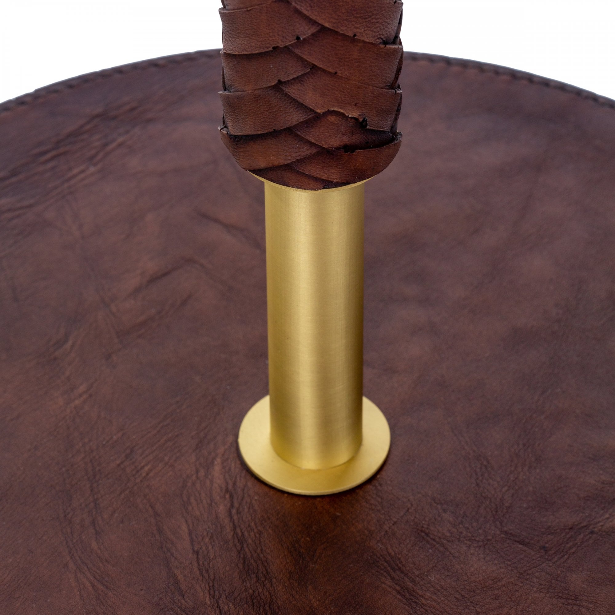 Hunter Stylish 2 Light Floor Lamp Base Only In Butter Brass With Leather Effect HUN4940