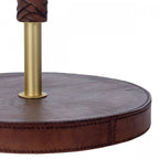 Hunter Stylish 2 Light Floor Lamp Base Only In Butter Brass With Leather Effect HUN4940
