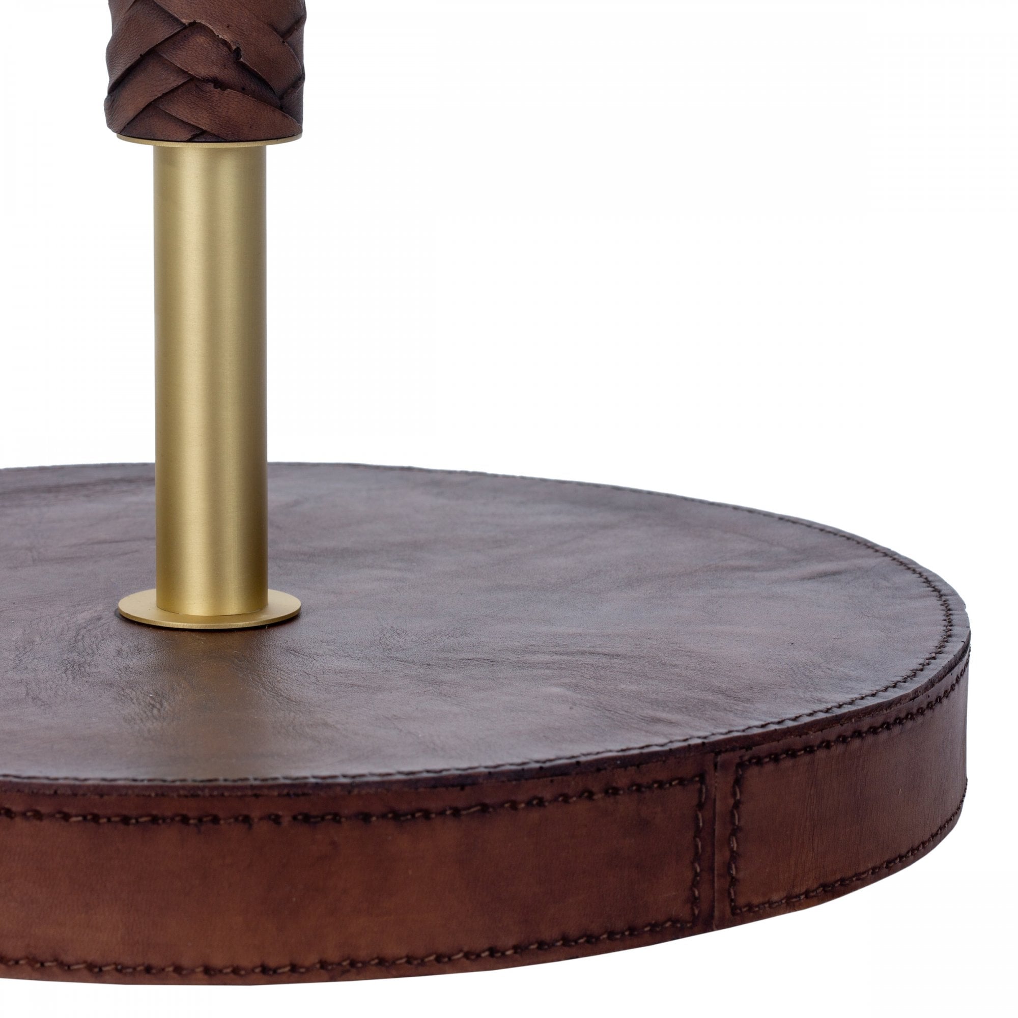 Hunter Stylish 2 Light Floor Lamp Base Only In Butter Brass With Leather Effect HUN4940