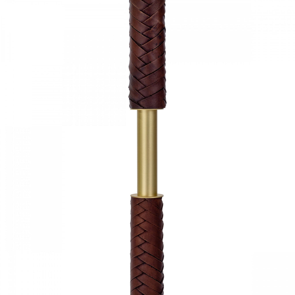 Hunter Stylish 2 Light Floor Lamp Base Only In Butter Brass With Leather Effect HUN4940