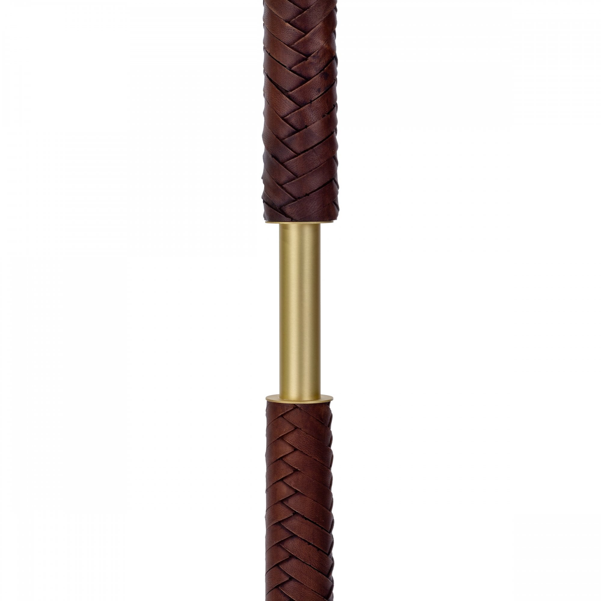 Hunter Stylish 2 Light Floor Lamp Base Only In Butter Brass With Leather Effect HUN4940