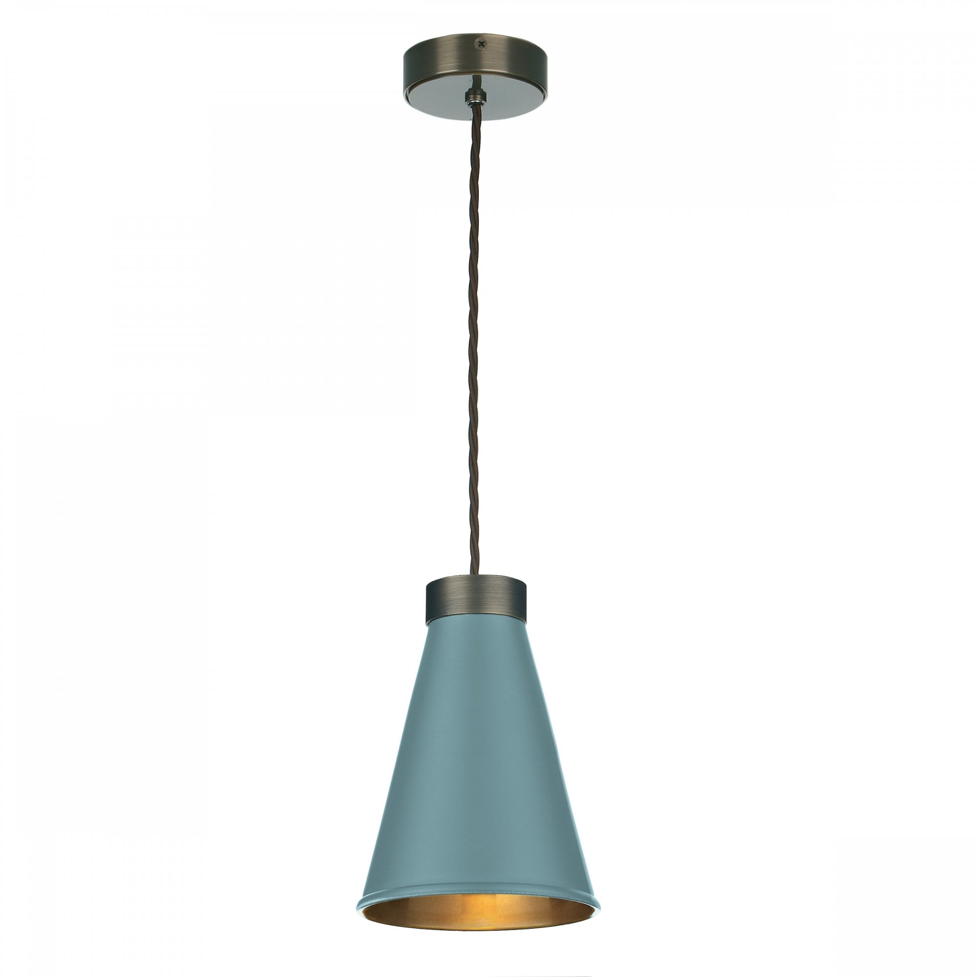 Hyde Modern Ceiling Pendant Light In River Blue And Antique Brass Finish HYD0106AB
