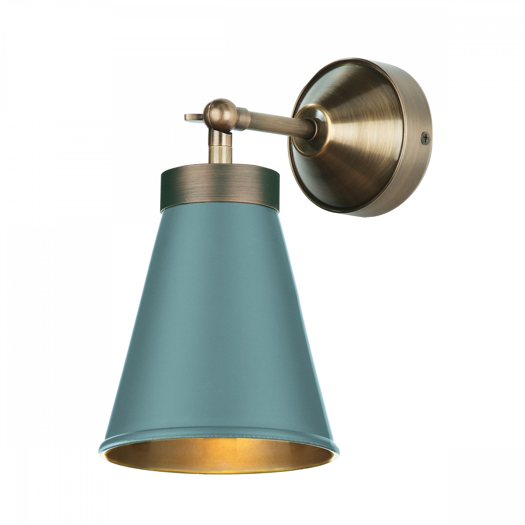 Hyde Modern Wall Light In River Blue And Antique Brass HYD0706AB