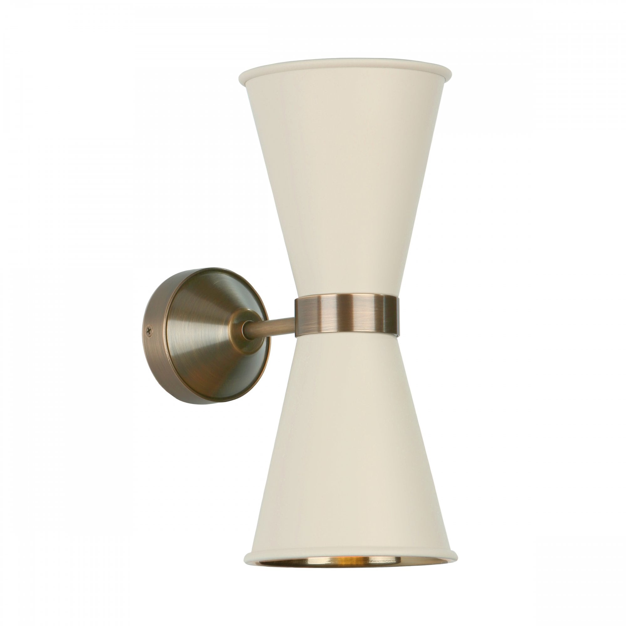 Hyde Modern Double Wall Light In Cotswold Cream And Antique Brass HYD0912AB