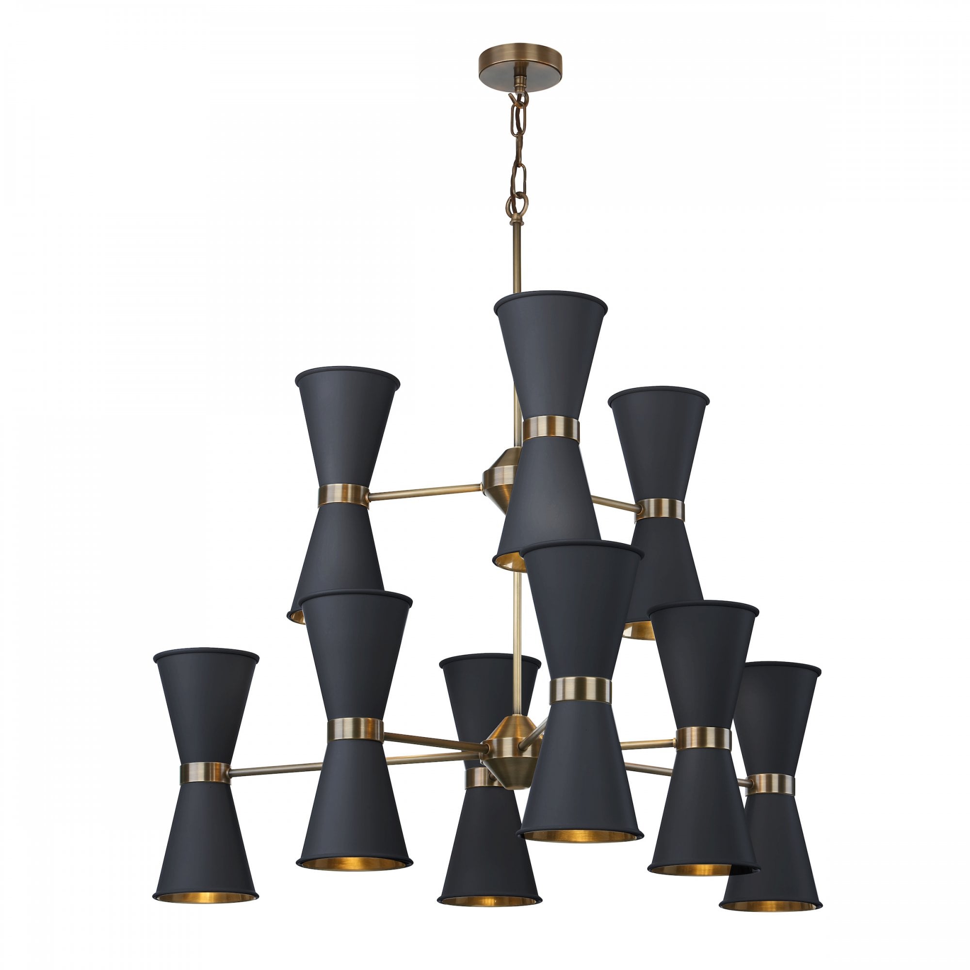 Hyde Modern 18 Light Ceiling Pendant In Smoke Blue And Antique Brass HYD1823AB