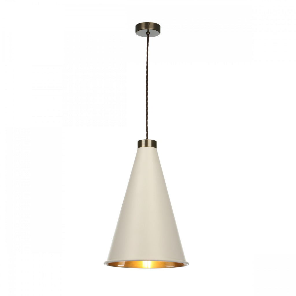 Hyde Modern Large Ceiling Pendant In Cotswold Cream And Antique Brass Finish HYD8612AB
