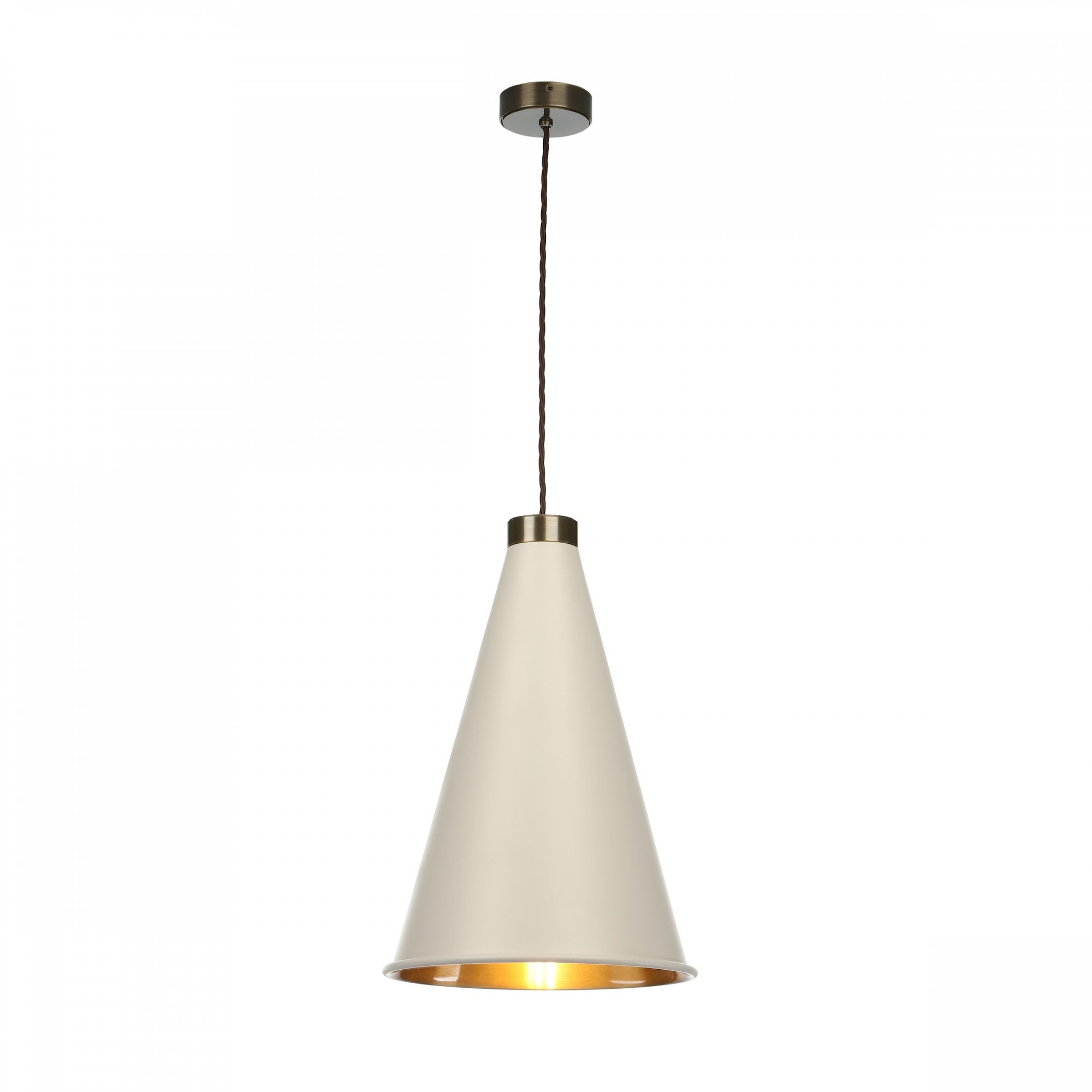 Hyde Modern Large Ceiling Pendant In Cotswold Cream And Antique Brass Finish HYD8612AB