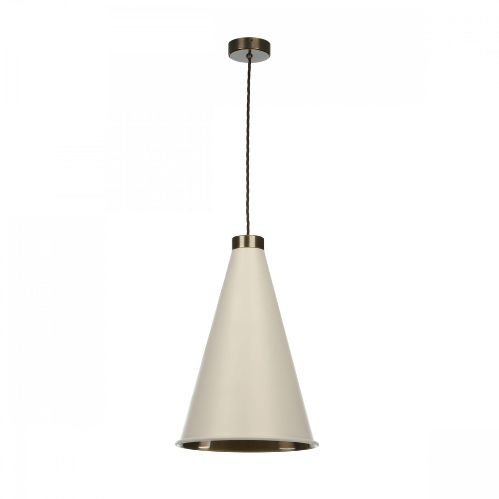 Hyde Modern Large Ceiling Pendant In Cotswold Cream And Antique Brass Finish HYD8612AB
