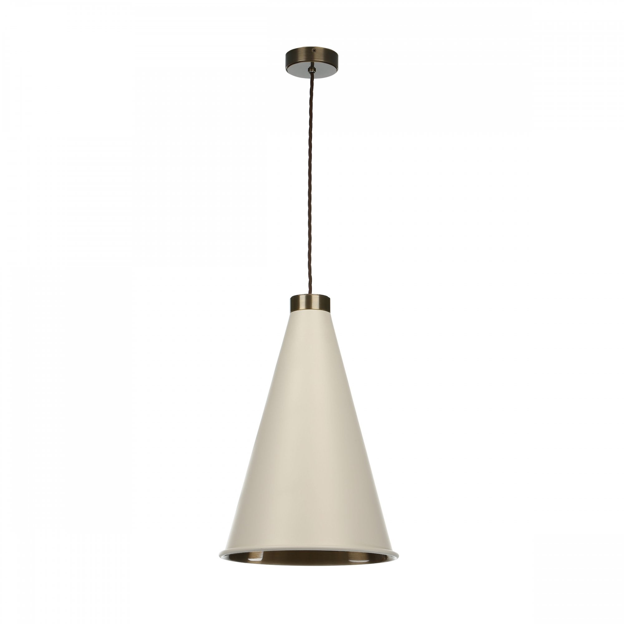 Hyde Modern Large Ceiling Pendant In Cotswold Cream And Antique Brass Finish HYD8612AB