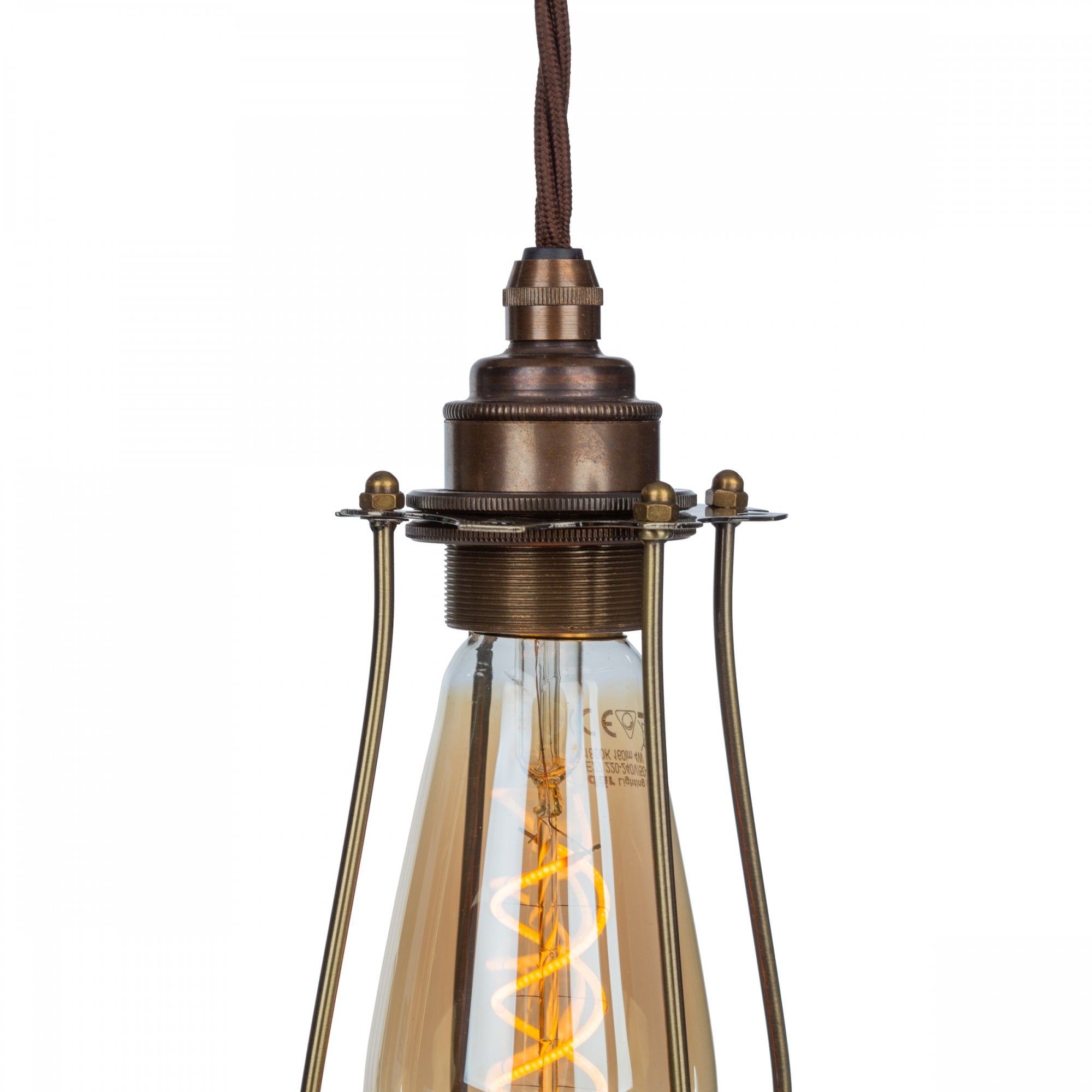 Loxley Industrial Single Ceiling Pendant Light In Bronze Finish With Cage LOX0163