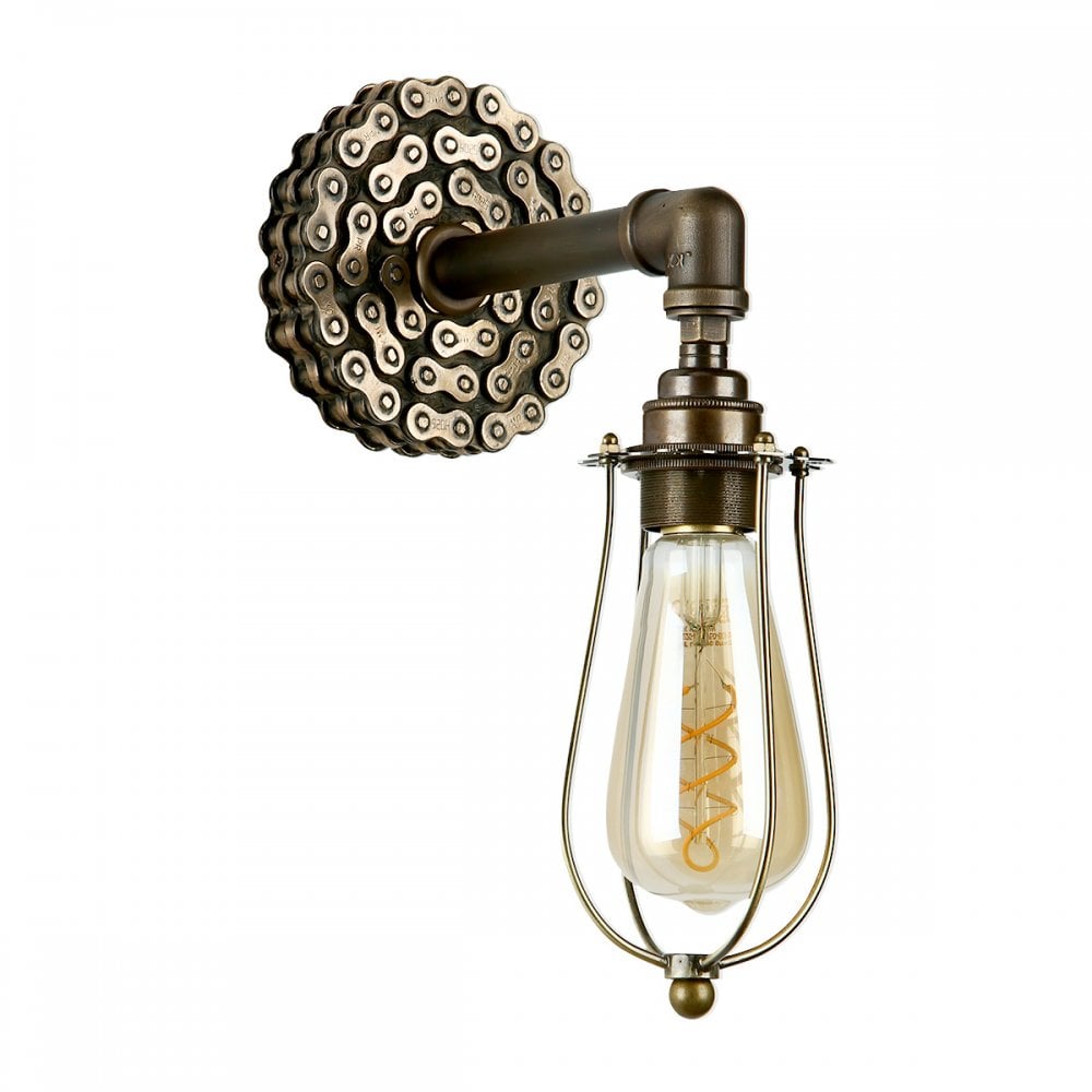 Loxley Industrial Single Wall Light In Bronze Finish With Cage LOX0763