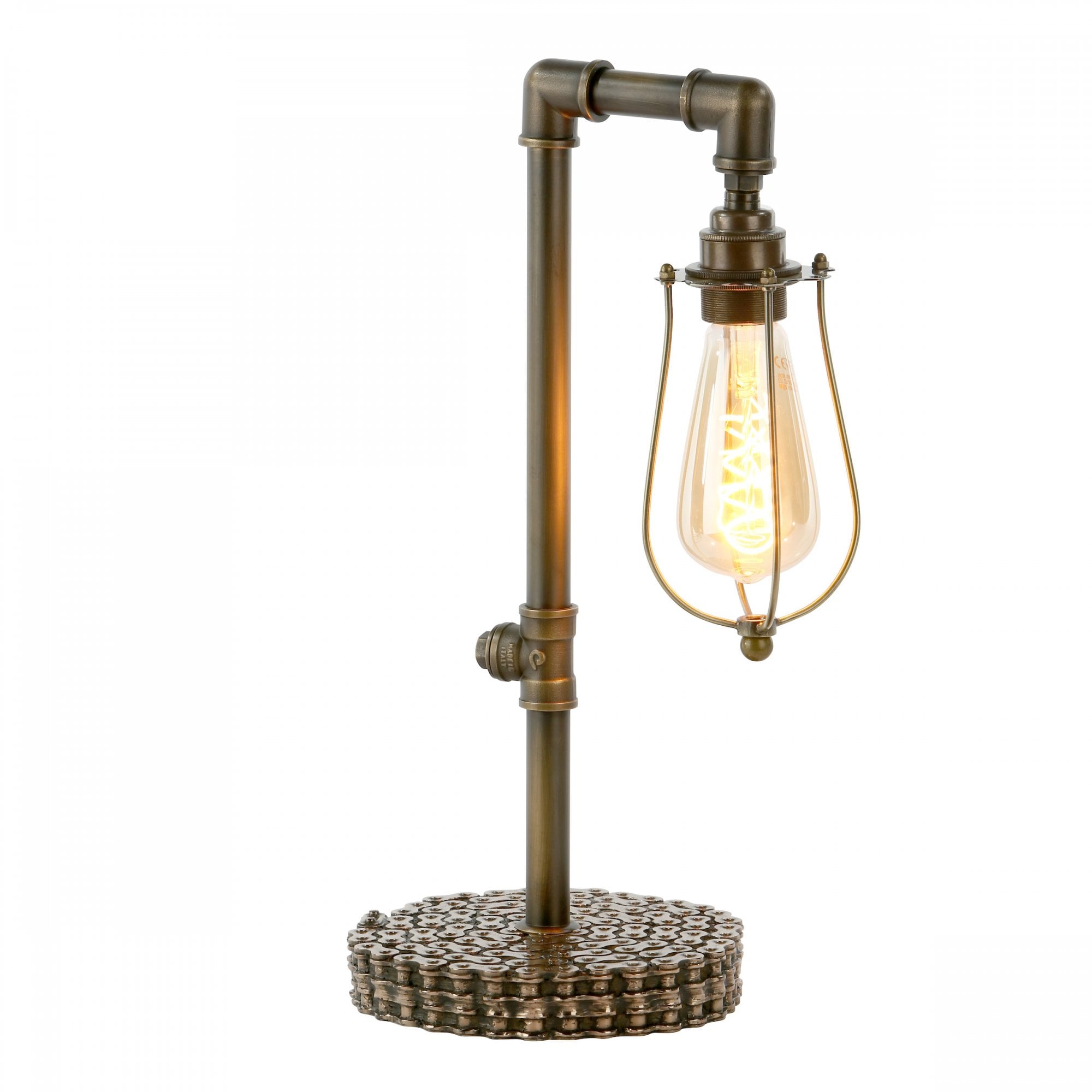 Loxley Industrial Single Table Lamp In Bronze Finish With Cage LOX4263