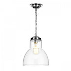 Upton Single Small Ceiling Pendant Light In Polished Chrome With Glass Shade UPT0150