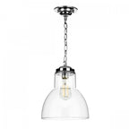Upton Single Small Ceiling Pendant Light In Polished Chrome With Glass Shade UPT0150