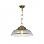 Webster Single Ceiling Pendant Light In Antique Brass With Smoked Glass WEB0110