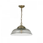 Webster Single Ceiling Pendant Light In Antique Brass With Smoked Glass WEB0110