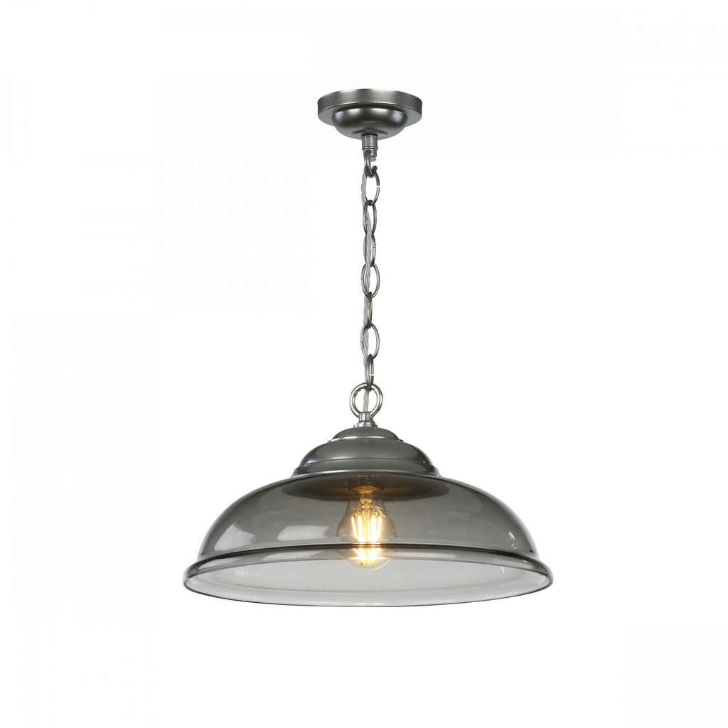 Webster Single Ceiling Pendant Light In Polished Chrome With Smoked Glass WEB0110C