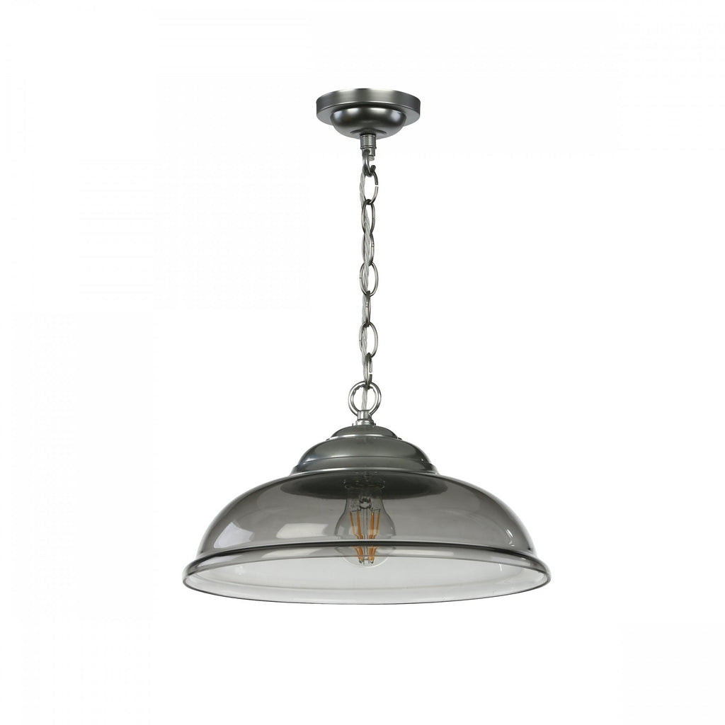 Webster Single Ceiling Pendant Light In Polished Chrome With Smoked Glass WEB0110C