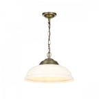 Webster Single Ceiling Pendant Light In Antique Brass With Opal Glass WEB0112