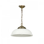 Webster Single Ceiling Pendant Light In Antique Brass With Opal Glass WEB0112