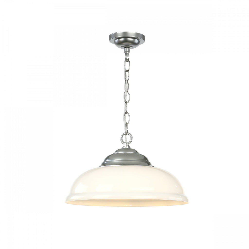Webster Single Ceiling Pendant Light In Polished Chrome With Opal Glass WEB0112C