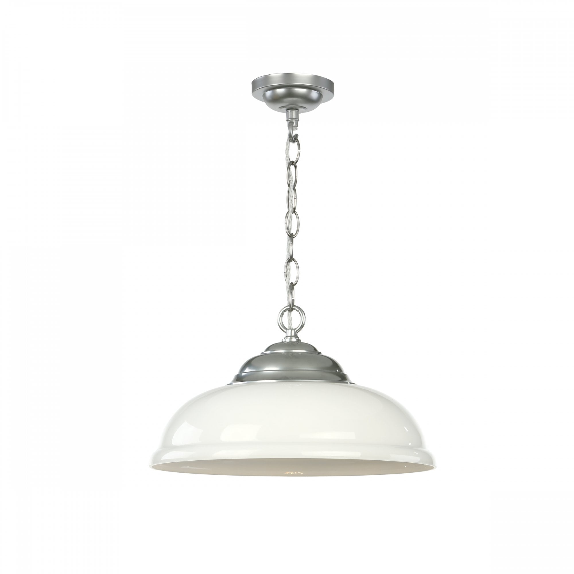 Webster Single Ceiling Pendant Light In Polished Chrome With Opal Glass WEB0112C