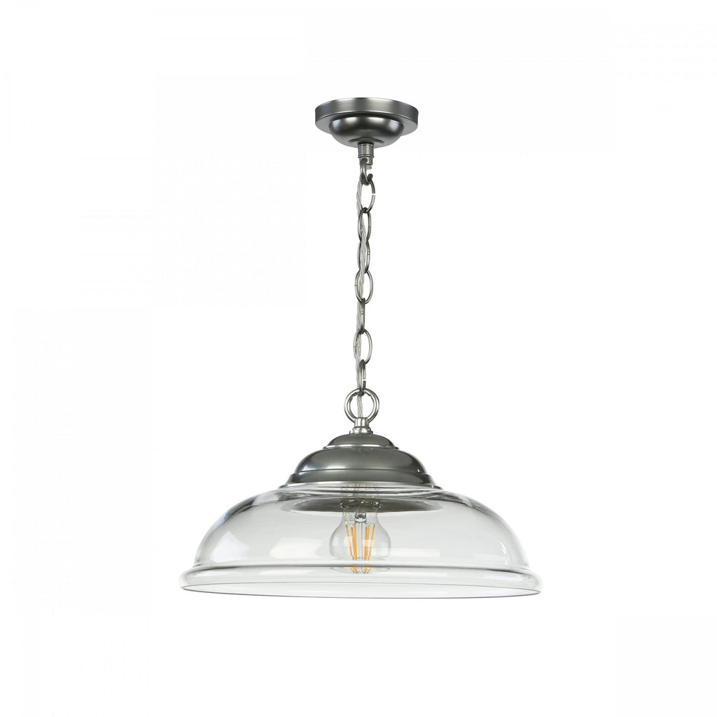 Webster Single Ceiling Pendant Light In Polished Chrome With Clear Glass WEB0146C