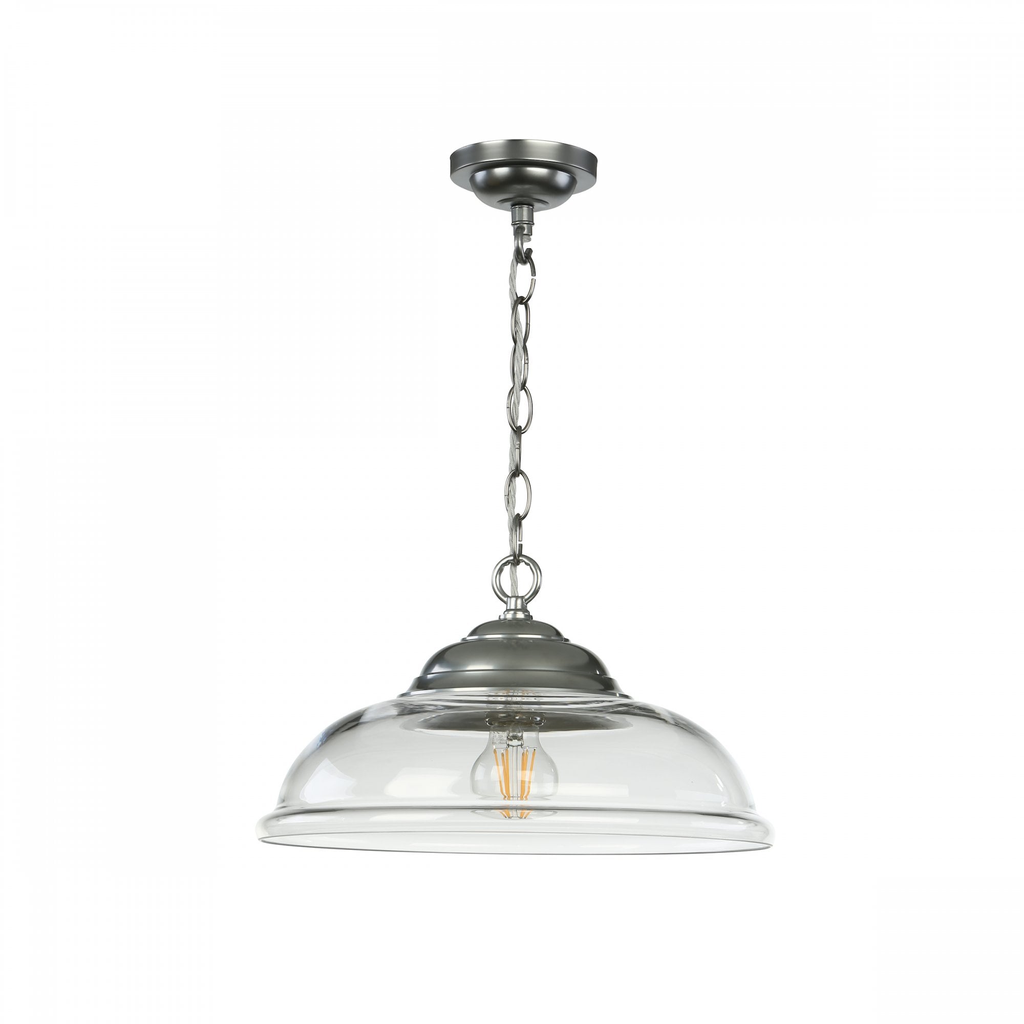 Webster Single Ceiling Pendant Light In Polished Chrome With Clear Glass WEB0146C