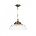 Webster Single Ceiling Pendant Light In Antique Brass With Clear Glass WEB0175