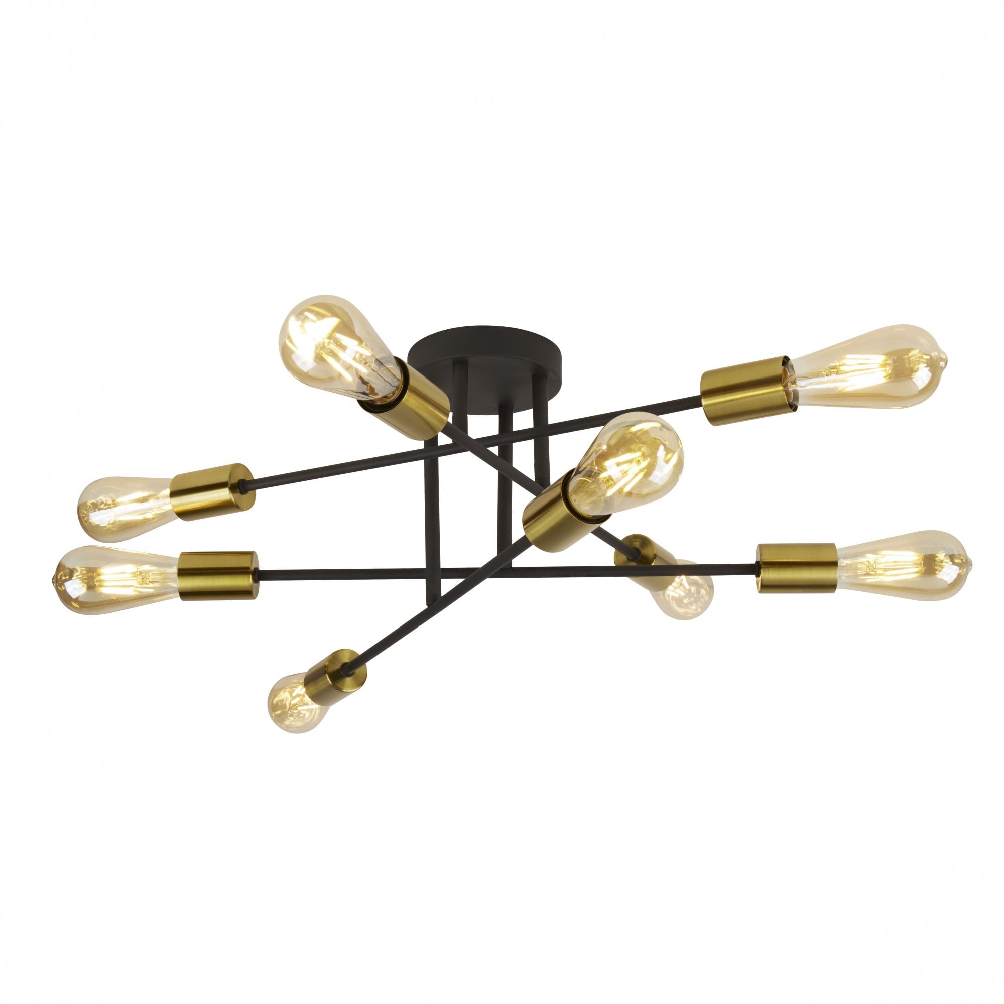 Armstrong Modern 8 Light Semi Flush Ceiling Light In Black And Brass Finish 8048-8BK