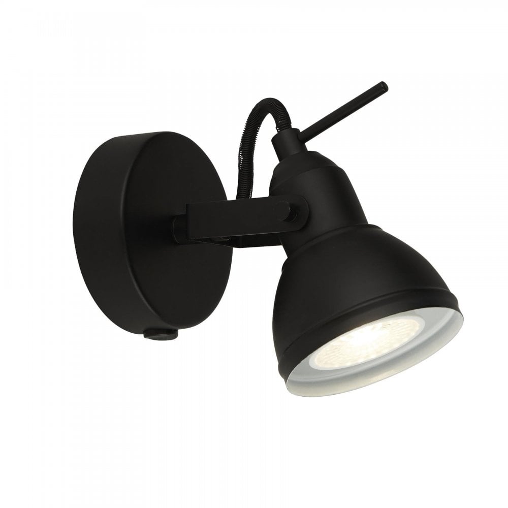 1541BK Industrial Style Adjustable Wall Spotlight In BlackFinish