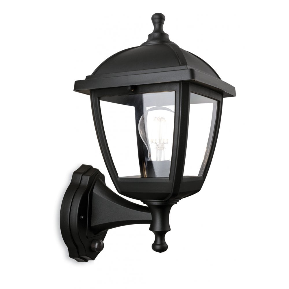 Palma Classic Outdoor Uplight PIR Lantern In Black Finish 2816BK