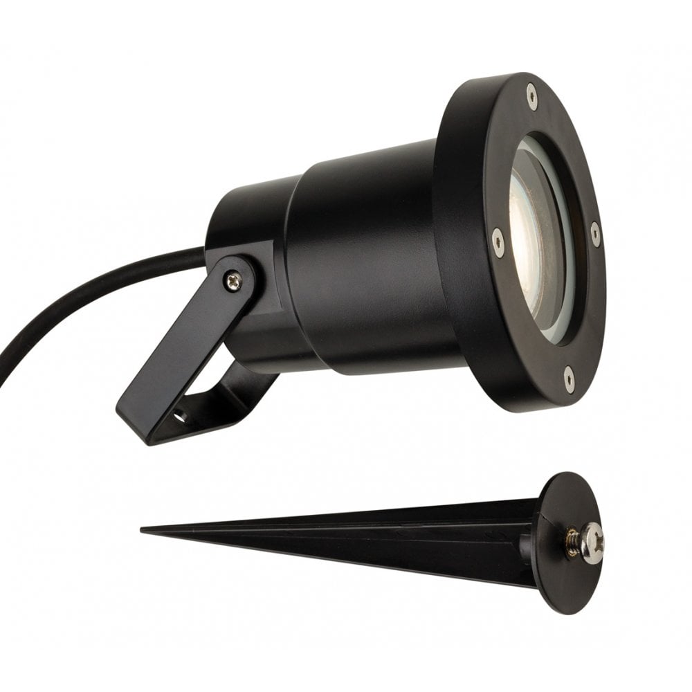 Monza Contemporary Outdoor Wall Or Spike Spotlight In Black Finish GLR52BK