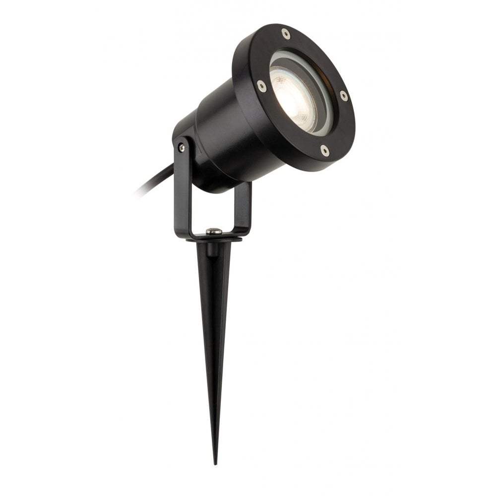 Monza Contemporary Outdoor Wall Or Spike Spotlight In Black Finish GLR52BK