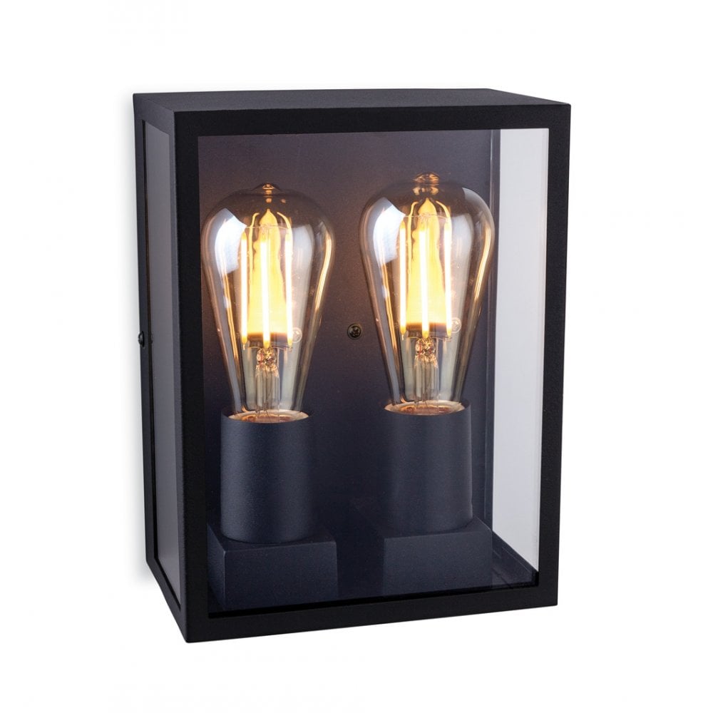 Houston Vintage Outdoor Box Wall Light In Black Finish 2818BK