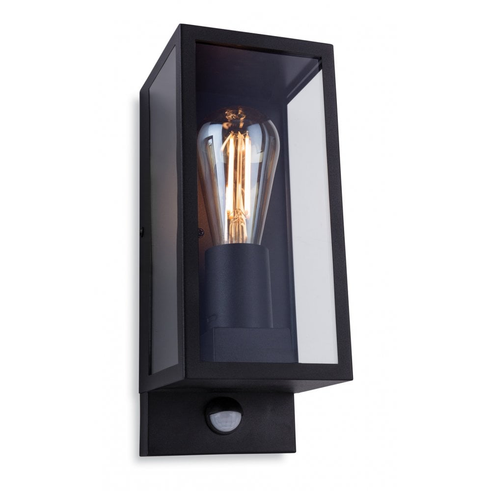 Dallas PIR Vintage Outdoor Box Wall Light In Black Finish 2826BK