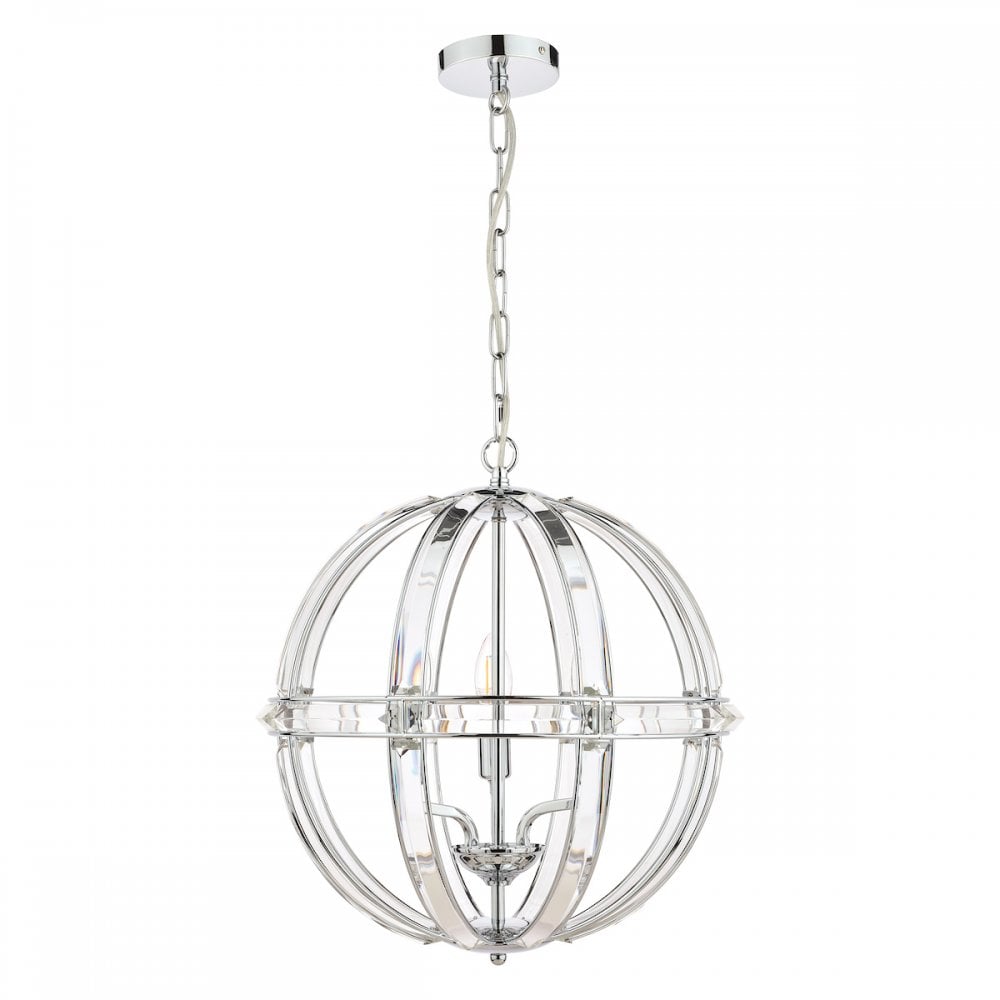 Aidan 3 Light Ceiling Chandelier In Polished Chrome Finish And Glass Detail LA3713710-Q
