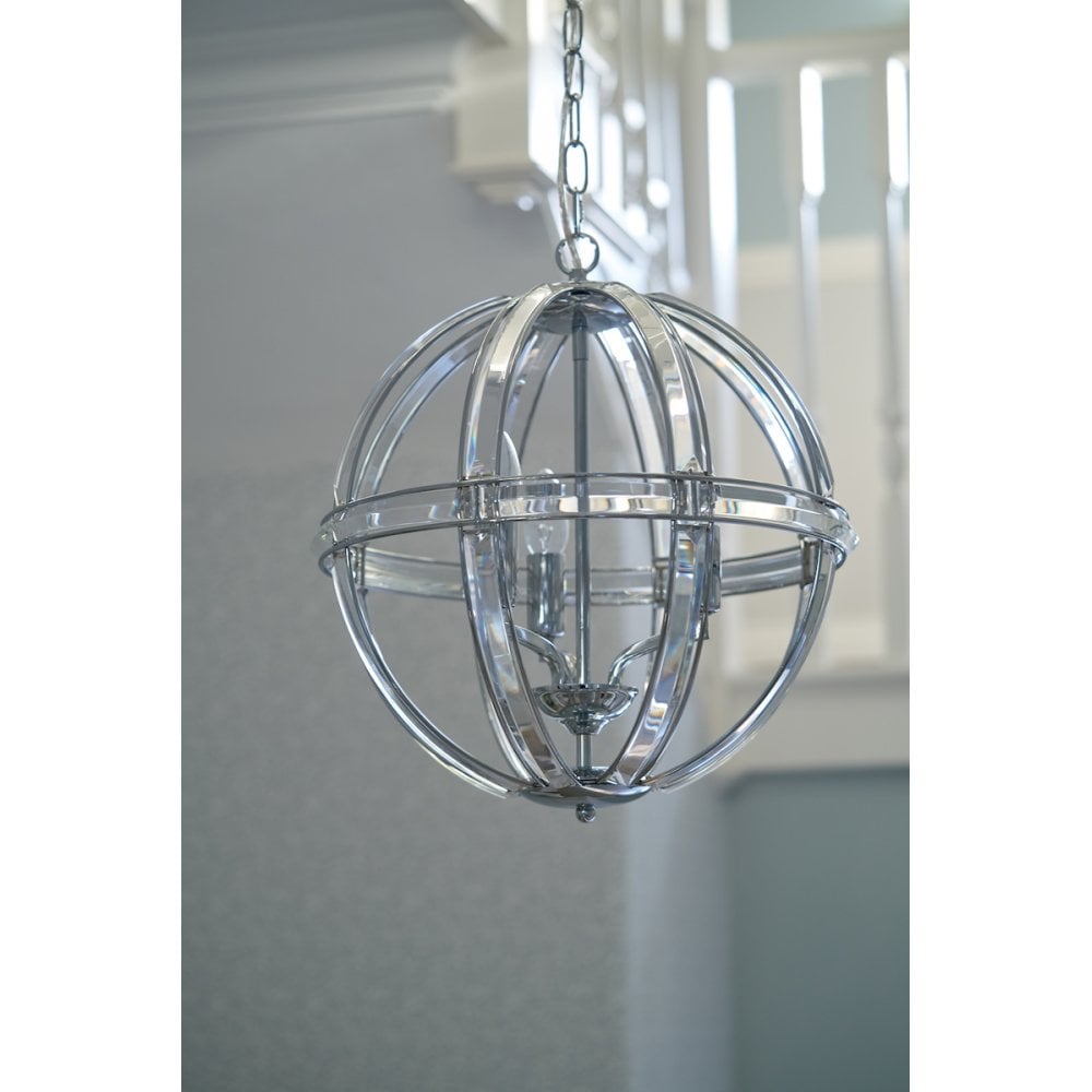 Aidan 3 Light Ceiling Chandelier In Polished Chrome Finish And Glass Detail LA3713710-Q