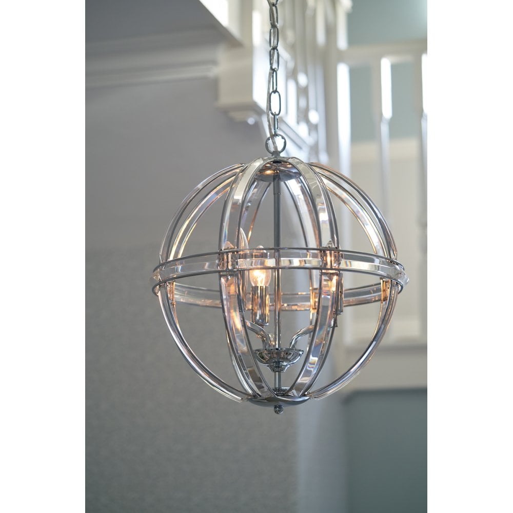Aidan 3 Light Ceiling Chandelier In Polished Chrome Finish And Glass Detail LA3713710-Q