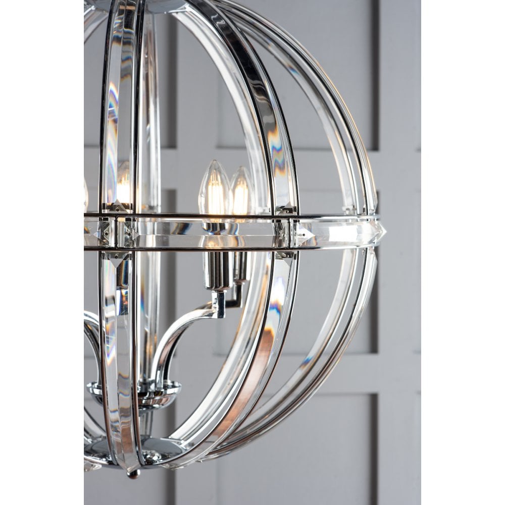 Aidan 3 Light Ceiling Chandelier In Polished Chrome Finish And Glass Detail LA3713710-Q