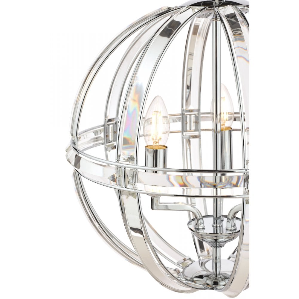Aidan 3 Light Ceiling Chandelier In Polished Chrome Finish And Glass Detail LA3713710-Q