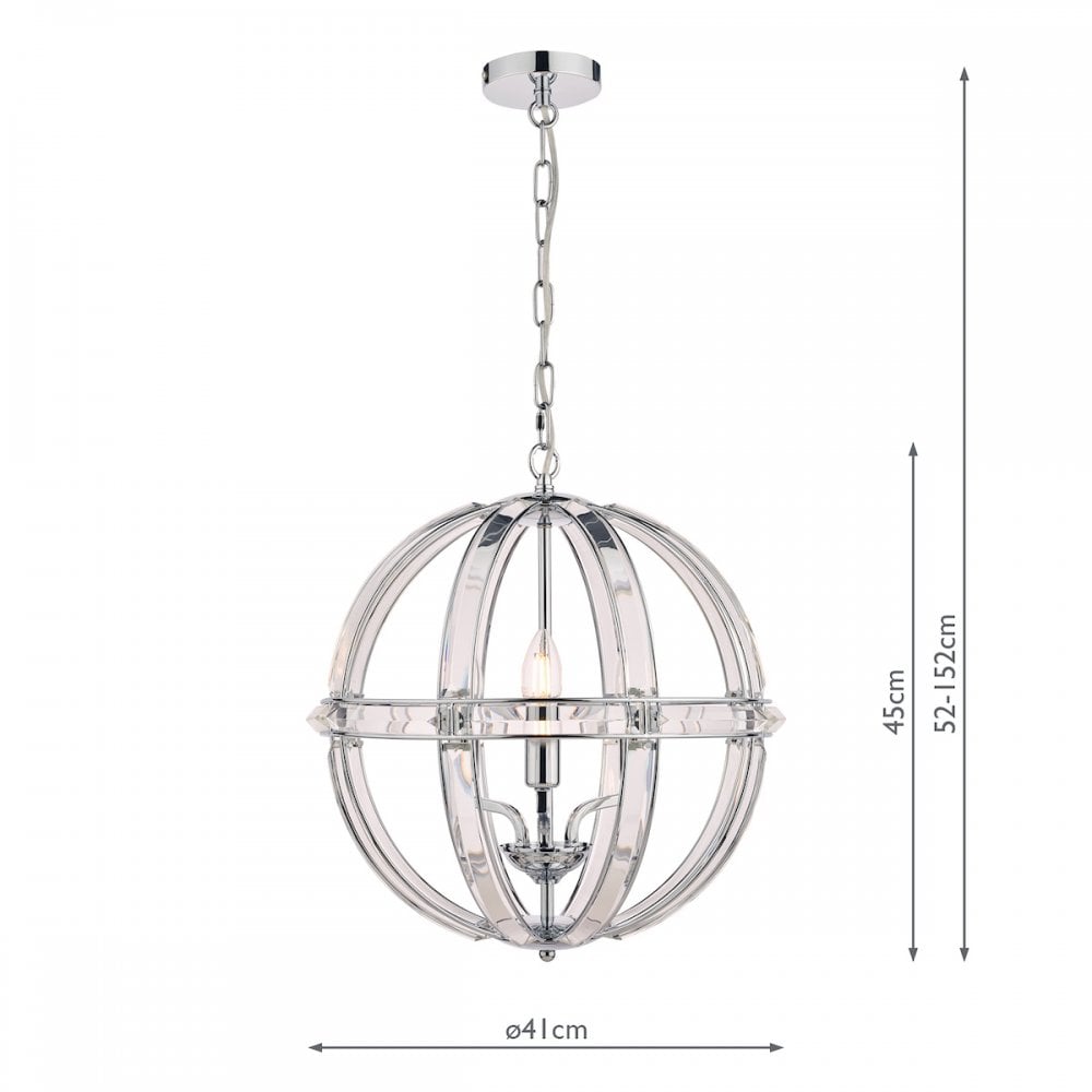Aidan 3 Light Ceiling Chandelier In Polished Chrome Finish And Glass Detail LA3713710-Q