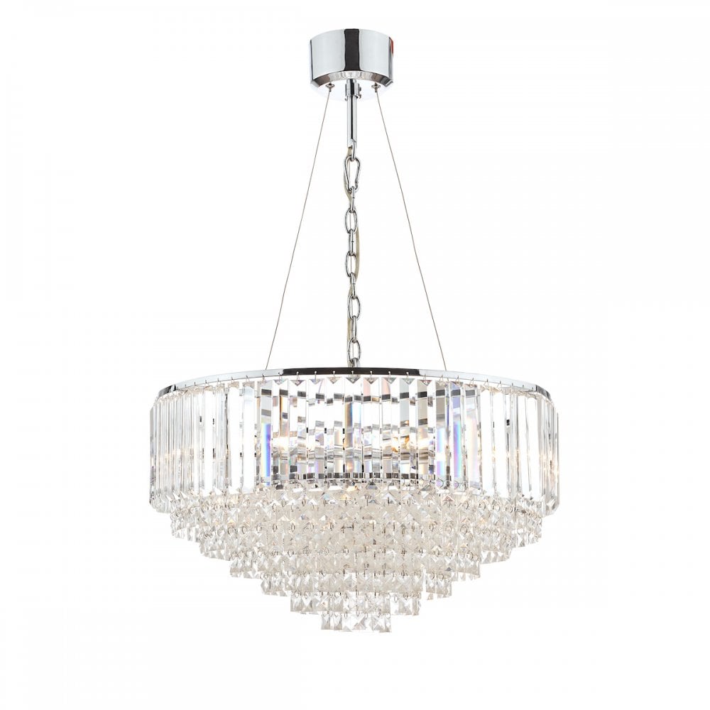 Vienna 9 Light Ceiling Chandelier In Polished Chrome Finish And Crystal Glass LA3603254-Q