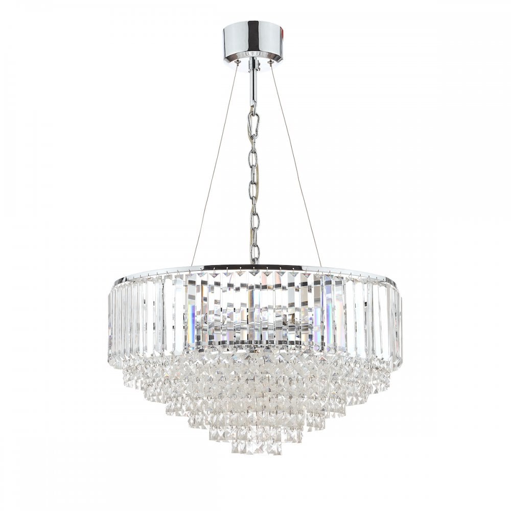 Vienna 9 Light Ceiling Chandelier In Polished Chrome Finish And Crystal Glass LA3603254-Q
